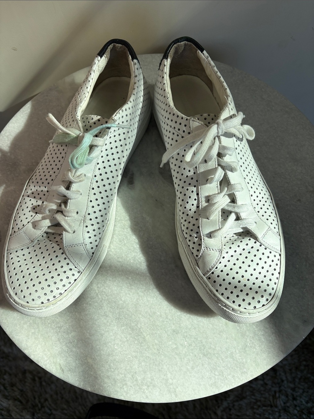 White Perforated Lace-Up Women's Sneakers